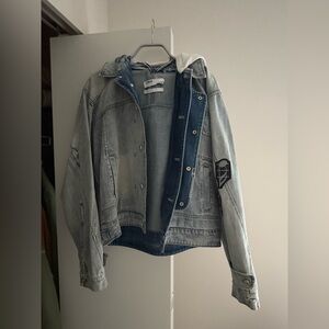 C2H4 Denim Asymmetrical Layered Jacket